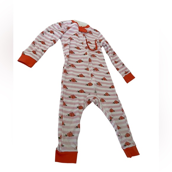 Posh Pickle Other - Posh Pickle Girls 3T Pumpkin Fall Pajamas Footless 100% Pima EUC